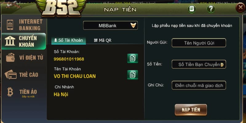 Nạp tiền B52club